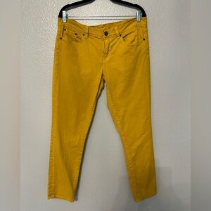 J. Crew Mustard Yellow Toothpick Skinny Jeans 32 Ankle